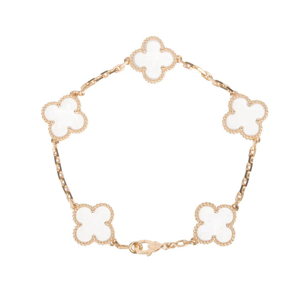 <CHIBA>CLOVER 5 MOTIF ROCK CRYSTAL BRACELET