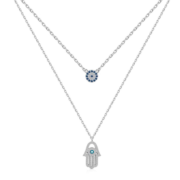 <CHIBA>Demon Eye Hamsa Palm Necklace