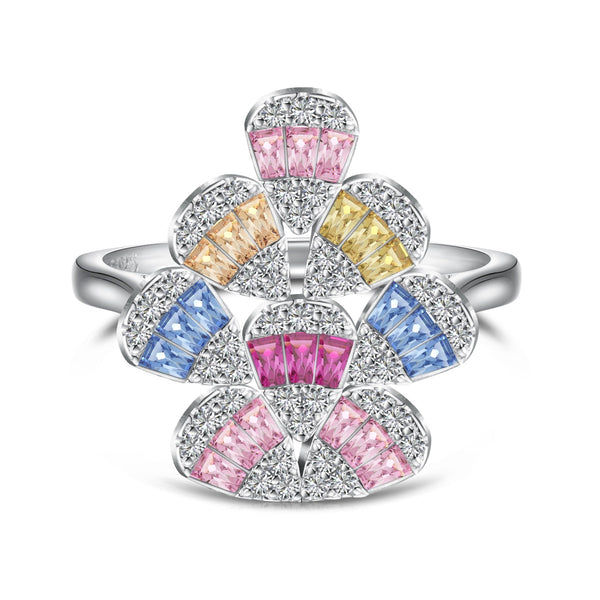 <CHIBA>Sparkling Colorful Water Drop Shape Daily Ring