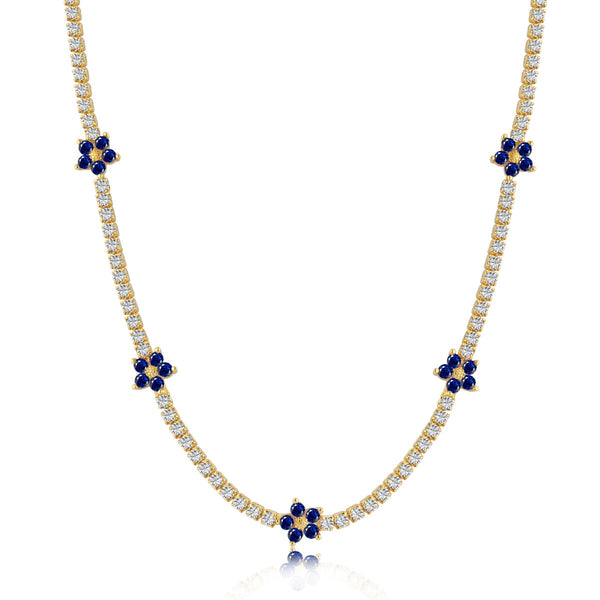 <CHIBA>Luxurious Colorful Flower Tennis Necklace