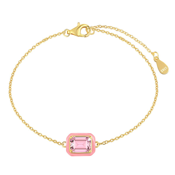 <CHIBA>2.0 Carat Sparkling Colorful Emerald Cut Daily Bracelet