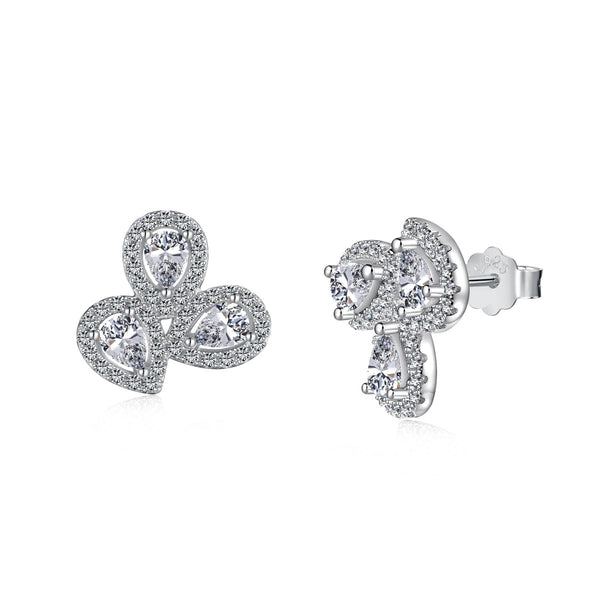 <CHIBA>Ornate Flower Shape Pear Cut Lover Earrings
