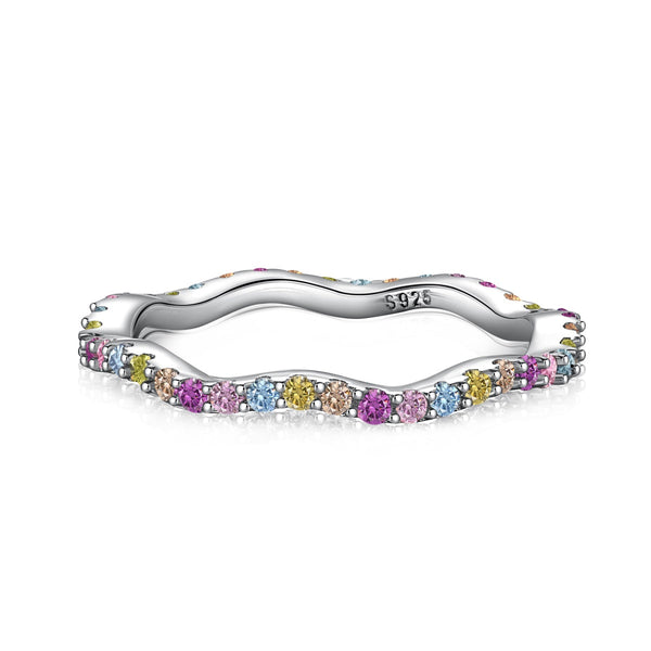 <CHIBA>Dainty Colorful Round Cut Party Ring