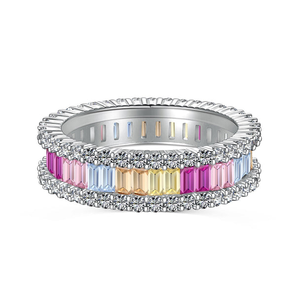 <CHIBA>Dainty Kaleidoscopic Emerald Cut Daily Ring