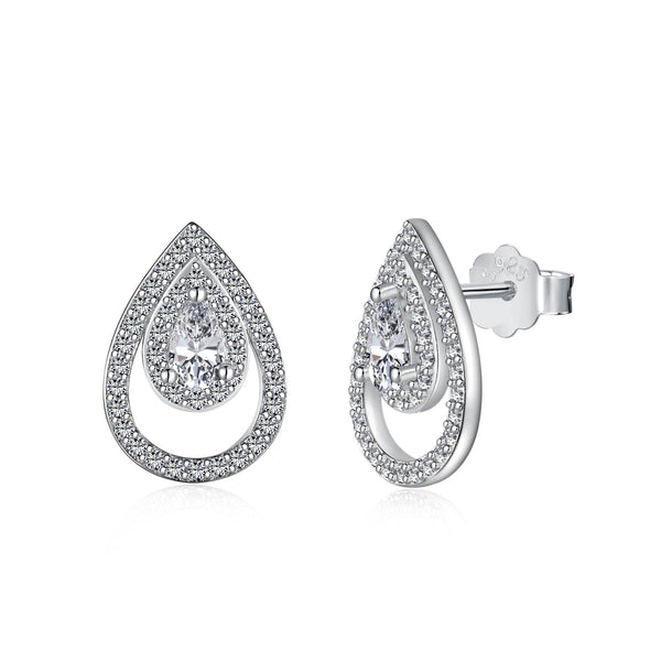 <CHIBA>Sparkling Delicate Water Drop Shape Daily Earrings
