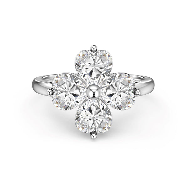 <CHIBA>Heart-shaped Four-Leaf Clover Ball Ring
