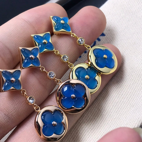 <CHIBA>STAR AND SUN AGATE DIAMOND EARRINGS