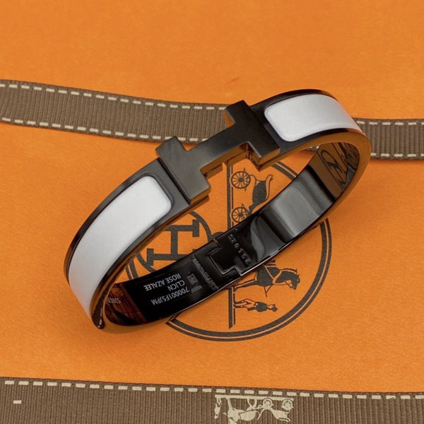 <CHIBA>H BRACELET 12MM BLACK WHITE CERAMIC