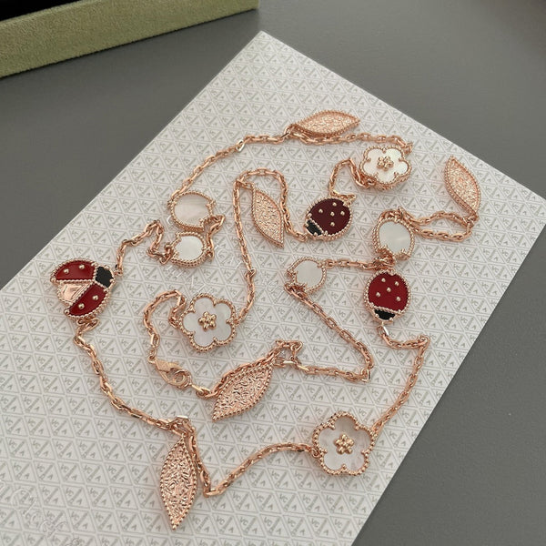 <CHIBA>LUCKY SPRING 15 MOTIFS ROSE GOLD NECKLACE