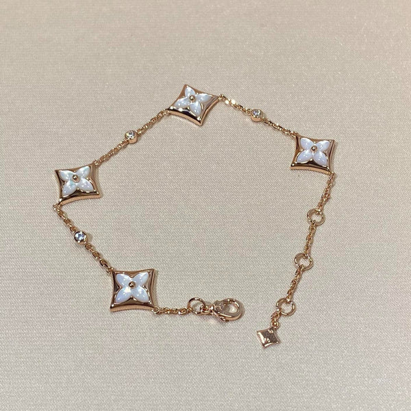 <CHIBA>STAR 4 MOTIF MOP DIAMOND PINK GOLD BRACELET