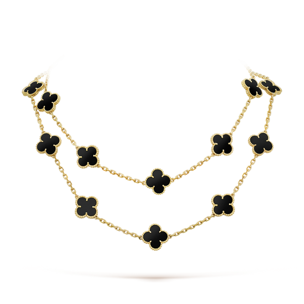 <CHIBA>CLOVER 20 MOTIFS ONYX NECKLACE