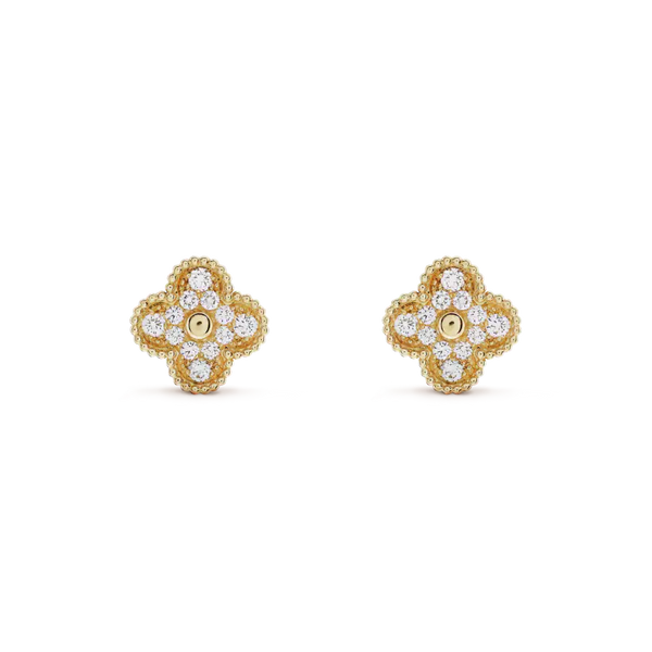 <CHIBA>CLOVER MEDIUM 1 MOTIFS FUll DIAMOND EARRINGS