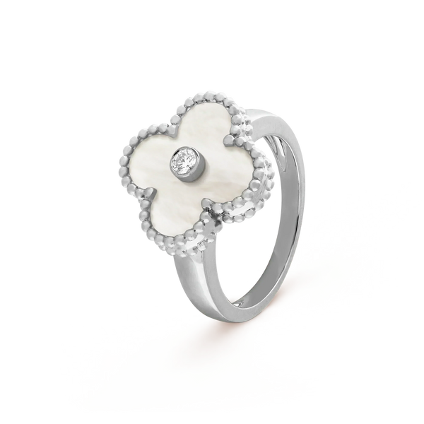 <CHIBA>CLOVER SILVER MOP DIAMOND RING