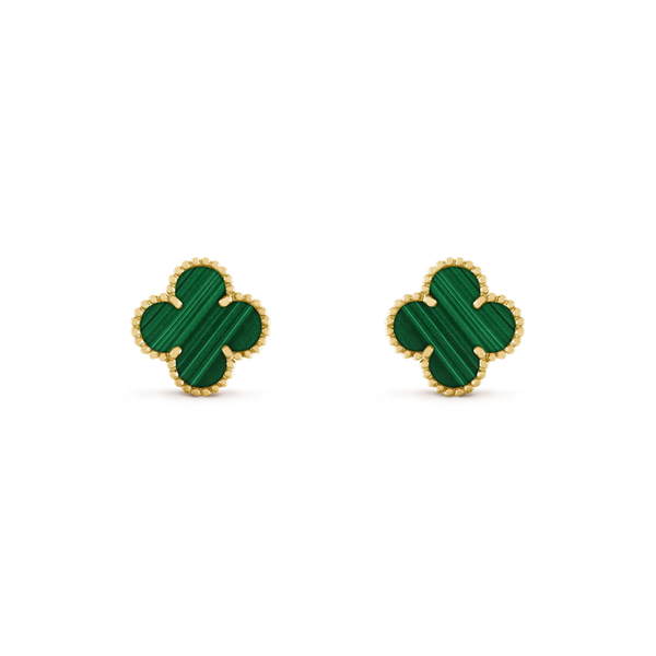 <CHIBA>CLOVER MEDIUM 1 MOTIFS MALACHITE  EARRINGS