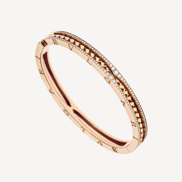 <CHIBA>ZERO 1 SPIRAL AND PAVED DIAMOND PINK GOLD BRACELET