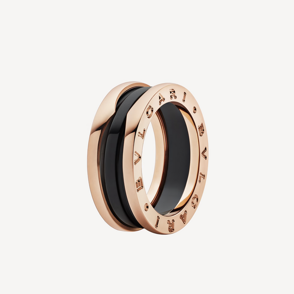 <CHIBA>ZERO 1 TWO-BAND LOOPS AND BLACK CERAMIC PINK GOLD RING