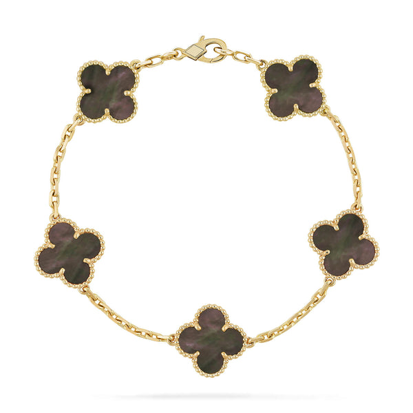 <CHIBA>CLOVER 5 MOTIF GRAY MOP  BRACELET