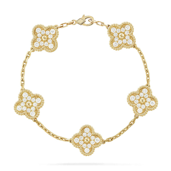 <CHIBA>CLOVER 5 MOTIFS  FULL DIAMOND BRACELET
