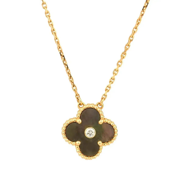 <CHIBA>CLOVER 15MM DIAMOND AND MOTHER-OF-GREY NECKLACE