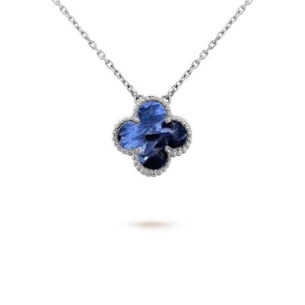 <CHIBA>CLOVER 15MM PIETERSITE NECKLACE SILVER