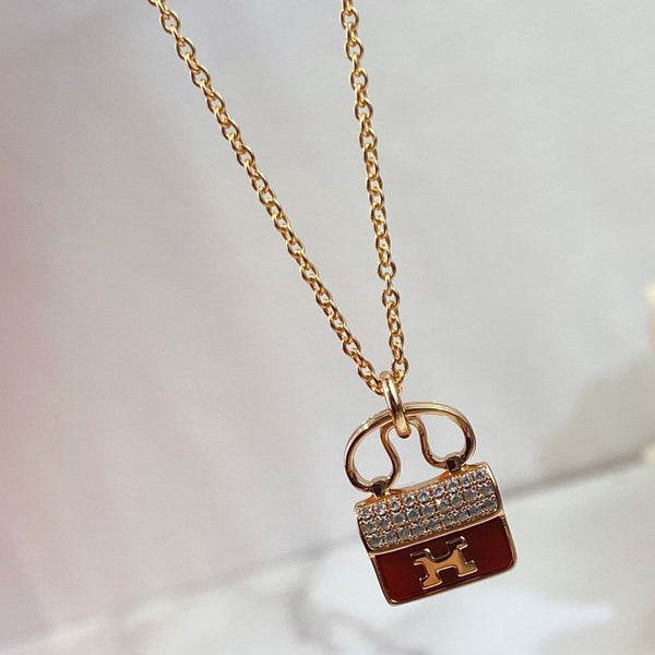 <CHIBA>CONSTANCE RED PEDANT PINK GOLD NECKLACE