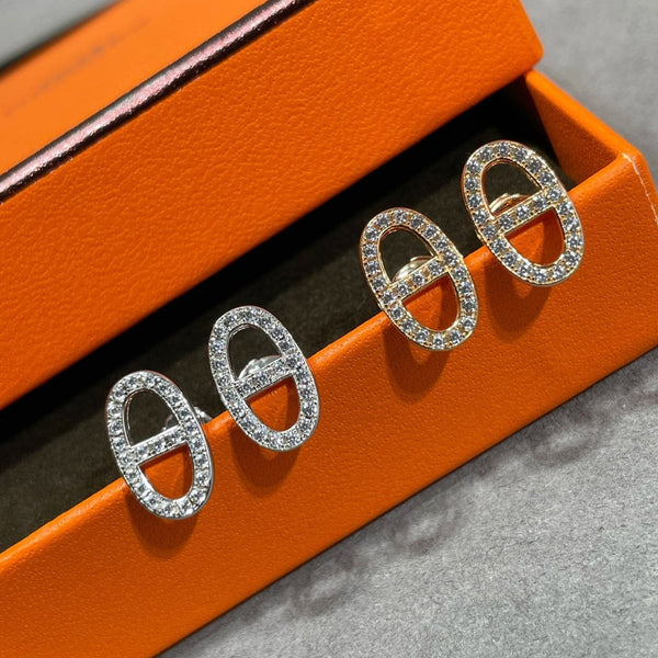 <CHIBA>HM FULL DIAMOND PIG NOSE STUD EARRINGS