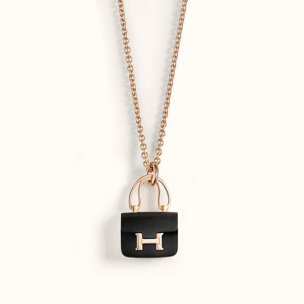 <CHIBA>CONSTANCE BLACK PEDANT PINK GOLD NECKLACE