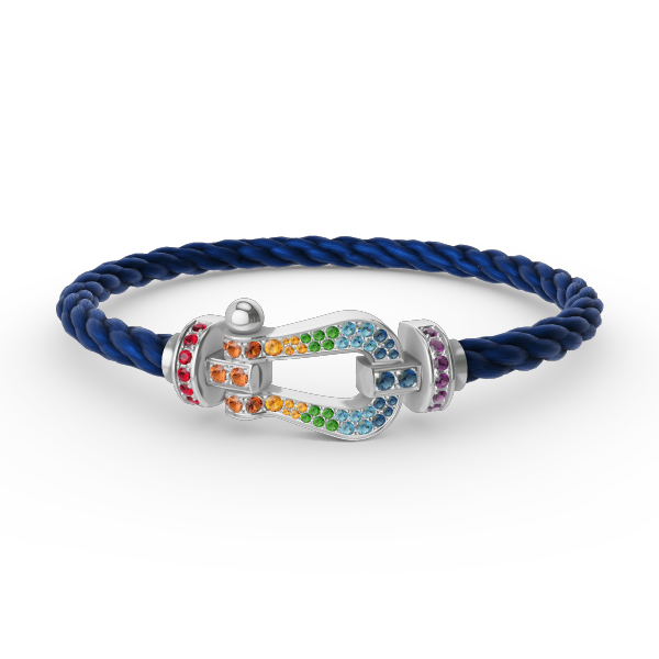 <CHIBA>FORC LARGE HORSESHOE  COLORED DIAMOND BRACELET SILVER