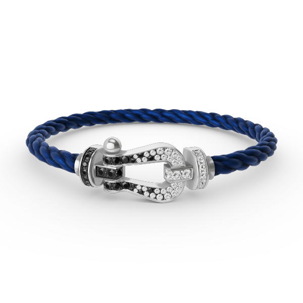<CHIBA>FORCE LARGE HORSESHOE BLACK WHITE DIAMOND BRACELET SILVER
