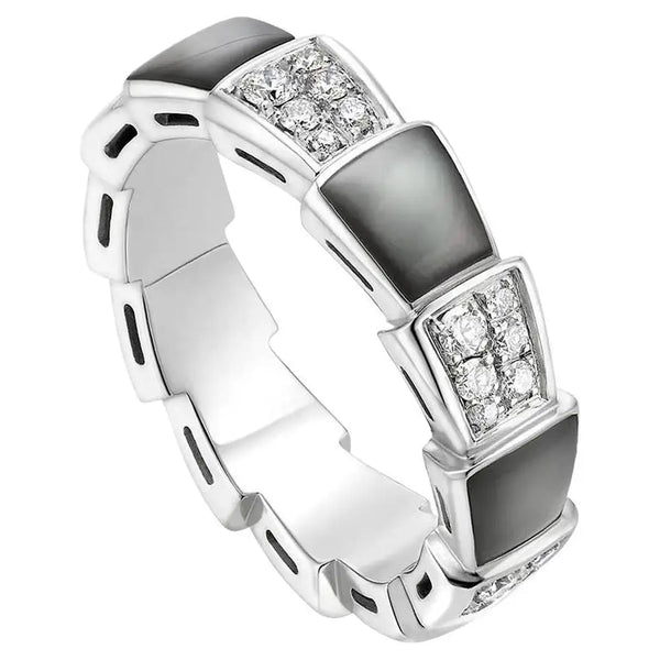 <CHIBA>SERPENTI RING SILVER DIAMOND BLACK MOP 4MM