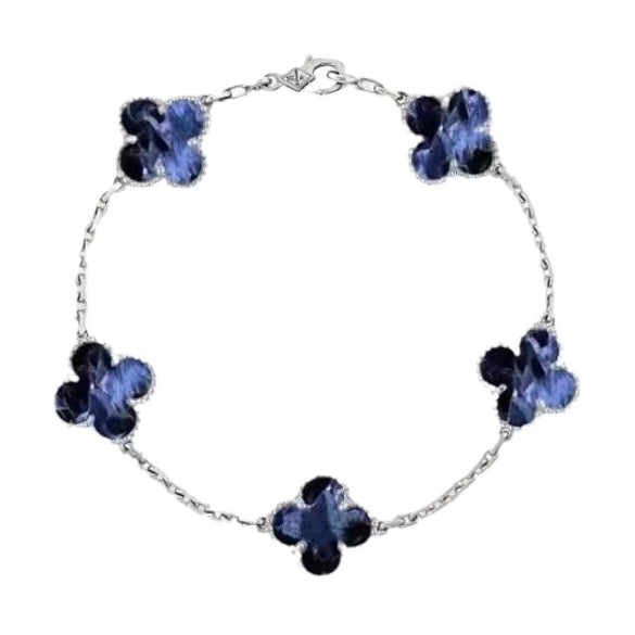 <CHIBA>CLOVER 5 MOTIF PIETERSITE SILVER BRACELET