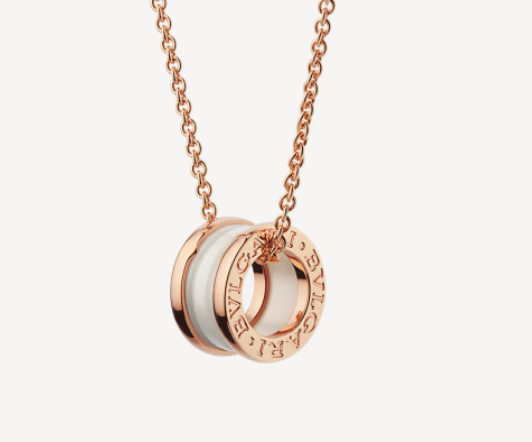 <CHIBA>ZERO 1 WHITE CERAMIC PINK GOLD NECKLACE