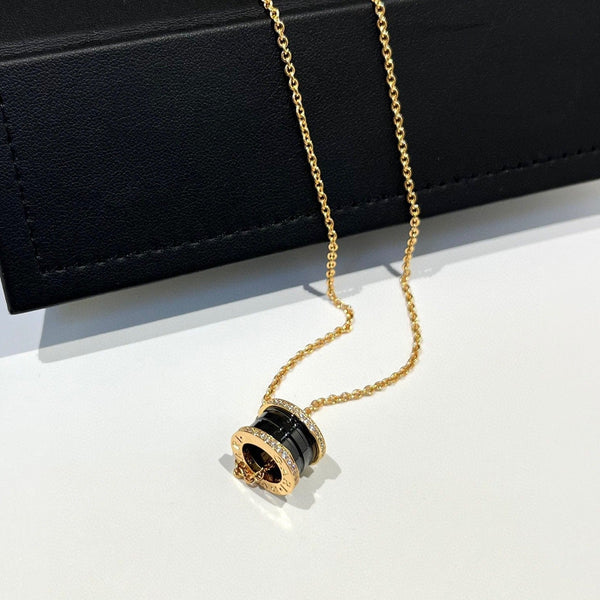 <CHIBA>ZERO 1 BLACK CERAMIC DIAMOND PINK GOLD NECKLACE
